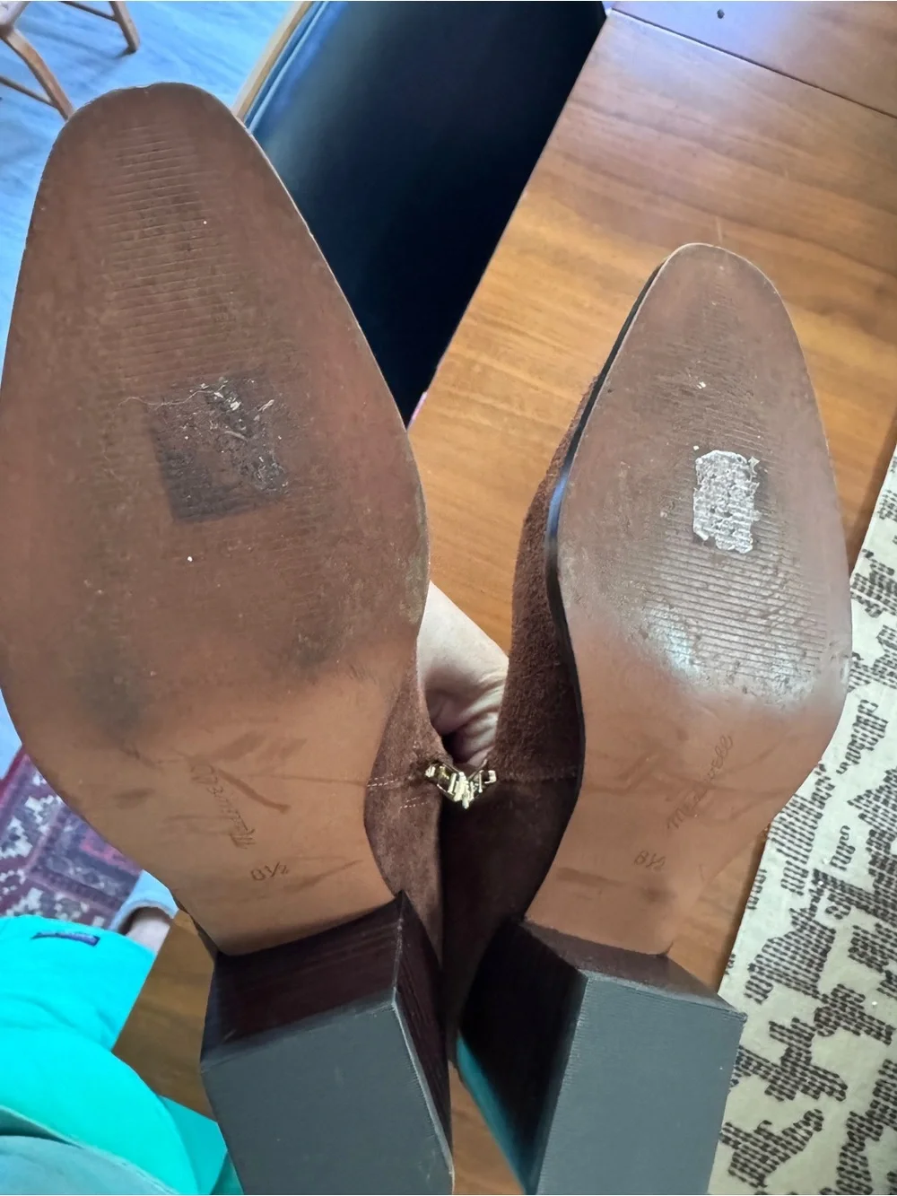 Women's Madewell Ardin Suede Boots in Brown - Classic 2” Block Heel, barely worn